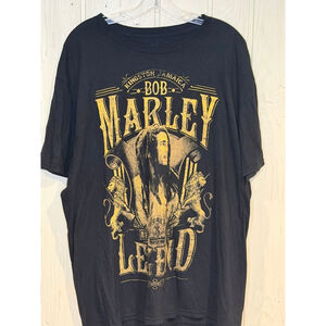 Mens Zion Rootswear Bob Marley Black Gold Graphic Short Sleeve Tee XL